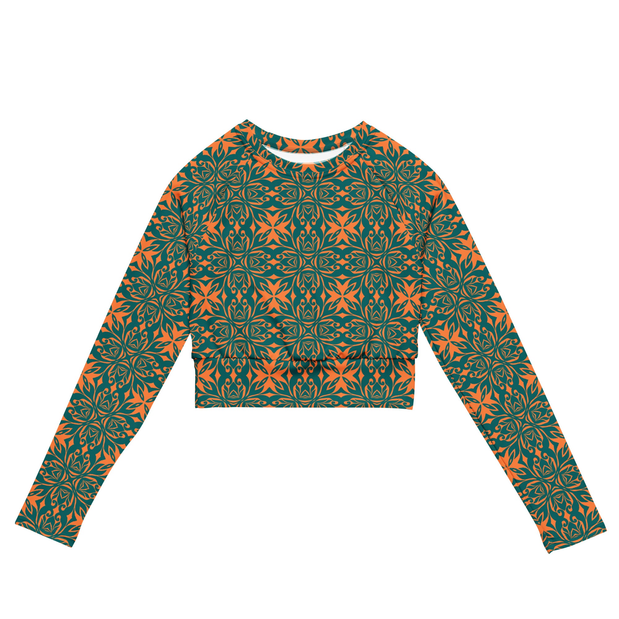 Printed Recycled long-sleeve crop top